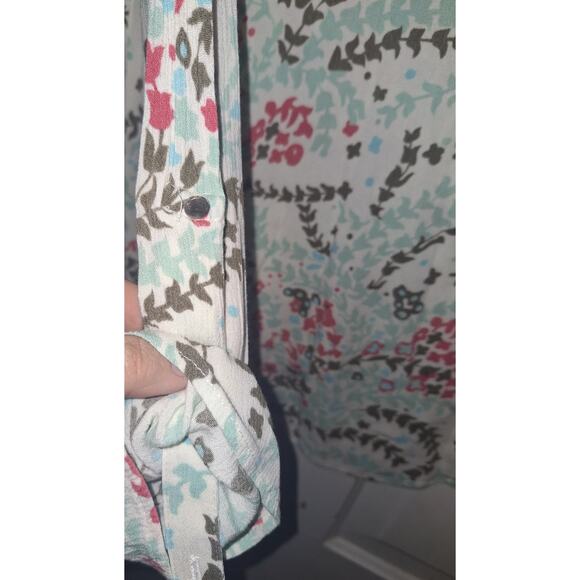 Woolworths Floral Rolltab Longsleeve Large Top Blouse Lightweight Breathable - Picture 3 of 5